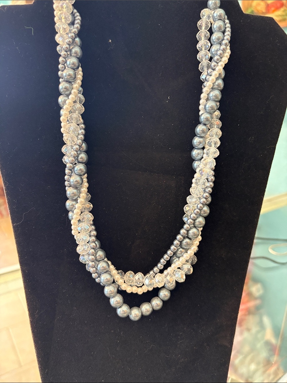 Elegant Multi-Strand Gray Beaded Necklace - Women's Jewelry - Picture 4 of 4